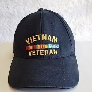 US Honor Vietnam Veteran Hat Black Embroidered Service Ribbon Cap Made in USA